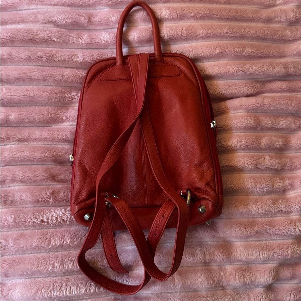 Chic Red Leather Backpack - image 4